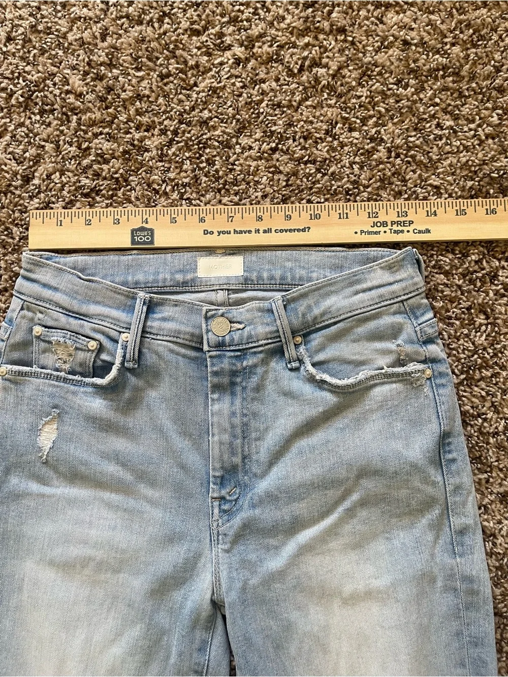 MOTHER The Weekender Fray Action Shot Jeans Women's 27 Light Wash Distressed USA - Picture 5 of 16